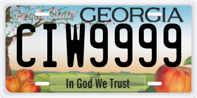 GA license plate CIW9999