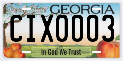 GA license plate CIX0003