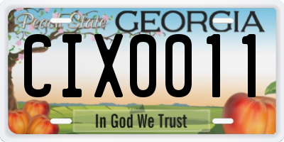 GA license plate CIX0011