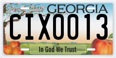 GA license plate CIX0013