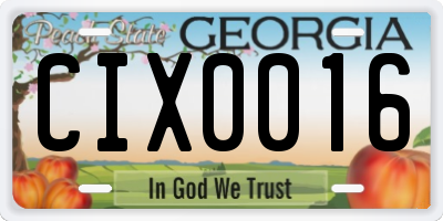GA license plate CIX0016