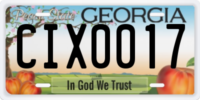 GA license plate CIX0017