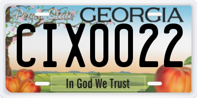 GA license plate CIX0022
