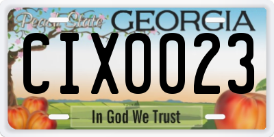 GA license plate CIX0023