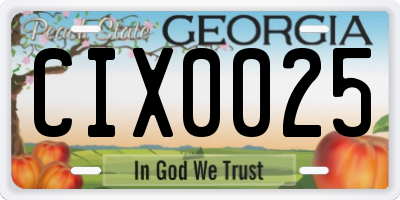 GA license plate CIX0025