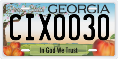 GA license plate CIX0030