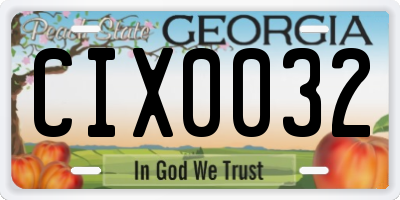 GA license plate CIX0032