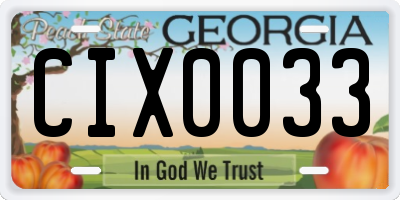 GA license plate CIX0033