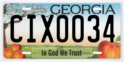 GA license plate CIX0034