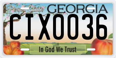 GA license plate CIX0036