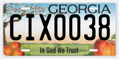 GA license plate CIX0038