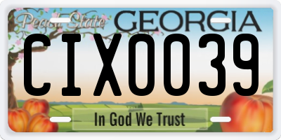 GA license plate CIX0039