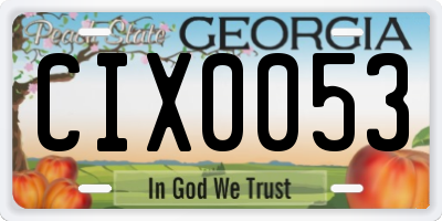 GA license plate CIX0053