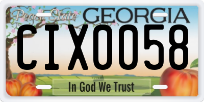 GA license plate CIX0058