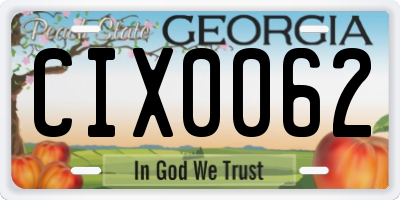 GA license plate CIX0062
