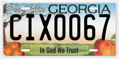 GA license plate CIX0067