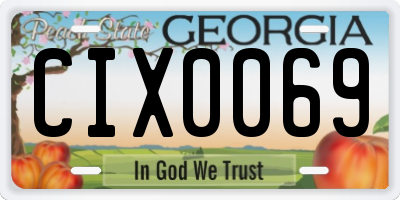GA license plate CIX0069