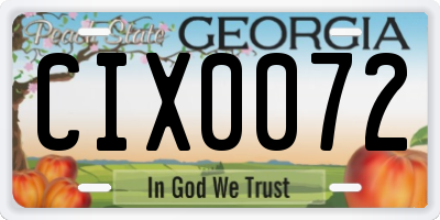 GA license plate CIX0072
