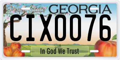 GA license plate CIX0076