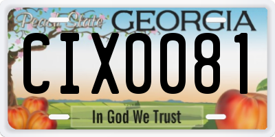 GA license plate CIX0081