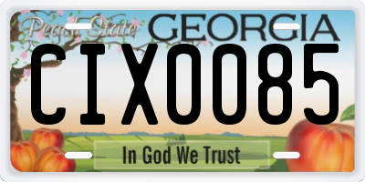 GA license plate CIX0085