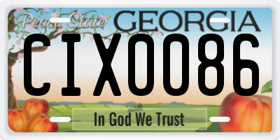 GA license plate CIX0086