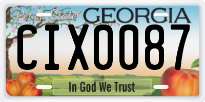 GA license plate CIX0087