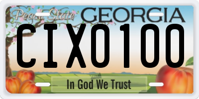 GA license plate CIX0100