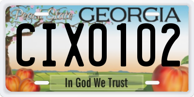 GA license plate CIX0102