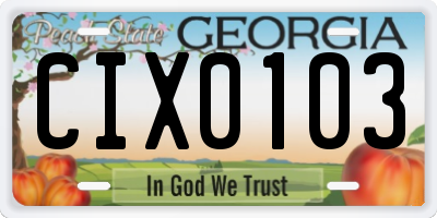 GA license plate CIX0103