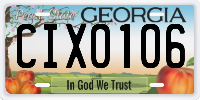 GA license plate CIX0106