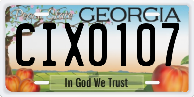 GA license plate CIX0107