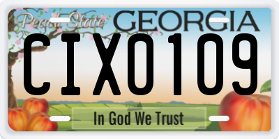 GA license plate CIX0109