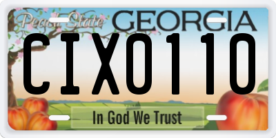 GA license plate CIX0110