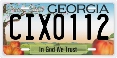 GA license plate CIX0112