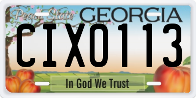 GA license plate CIX0113