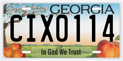GA license plate CIX0114