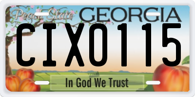 GA license plate CIX0115