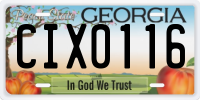 GA license plate CIX0116
