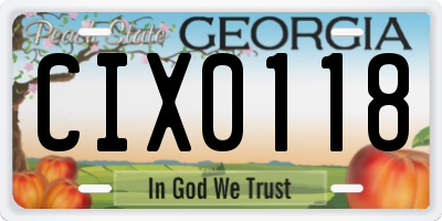 GA license plate CIX0118