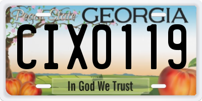 GA license plate CIX0119