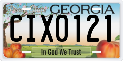 GA license plate CIX0121