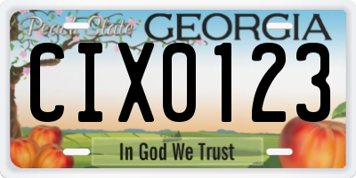 GA license plate CIX0123