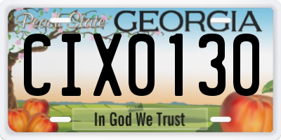 GA license plate CIX0130