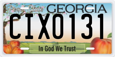 GA license plate CIX0131