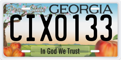 GA license plate CIX0133
