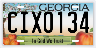 GA license plate CIX0134