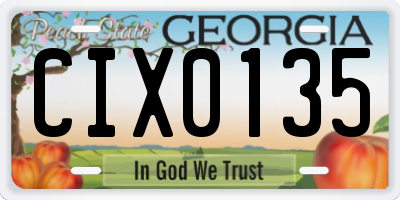 GA license plate CIX0135