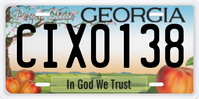 GA license plate CIX0138