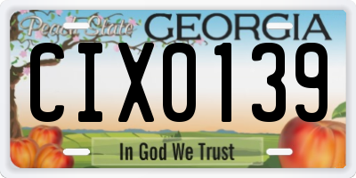 GA license plate CIX0139
